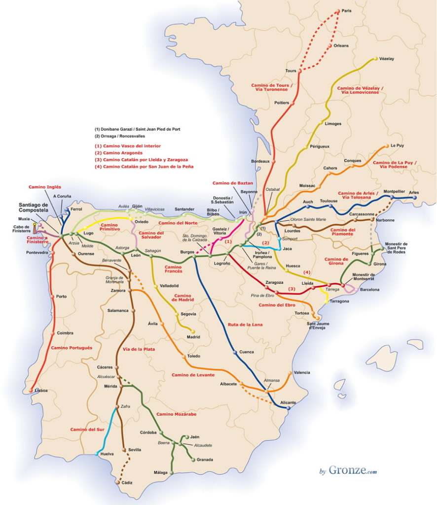 camino de santiago map distances
